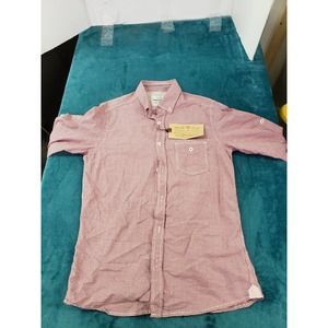 Premium Company Mens Red Long Sleeve Button Up Shirt Sz Small Classic Fit NWT